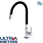 TORNEIRA FLEX PRETA COZ. BANCADA 3/4 C70 - 1/4 Volta - ULTRA METAIS