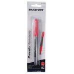 CANETA MARC. PERMANENTE PONTA FINA VERMELHA BLISTER - BRASFORT