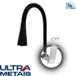 TORNEIRA FLEX CONE PRETA COZ. PAREDE 3/4 C77 - 1/4 Volta - ULTRA METAIS
