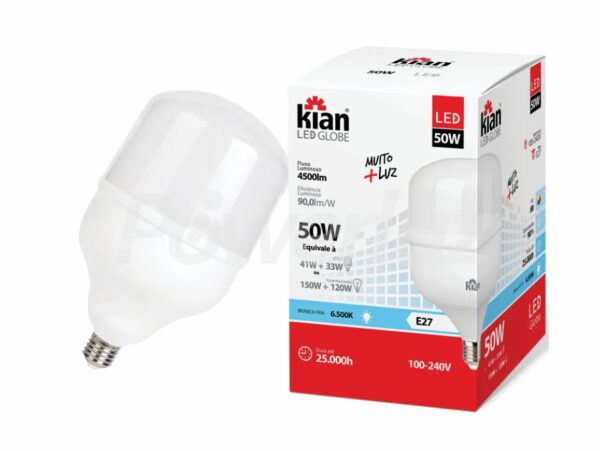 LAMPADA LED BULBO ALTA FATOR 50W 6500K - KIAN