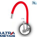 TORNEIRA FLEX VERMELHA COZ. PAREDE 3/4 C76 - 1/4 Volta - ULTRA METAIS
