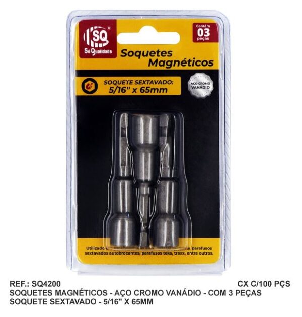 JG. SOQUETE SEXTAVADO MAGNETICO 5/16 X 65MM C/ 3 PC - SQ