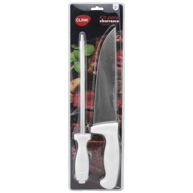 CJ. CHURRASCO INOX C/ CABO PLASTICO 8" 2 PC - CLINCK