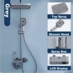 CHUVEIRO LUXO METAL CINZA GRATIFE - KIT COMPLETO