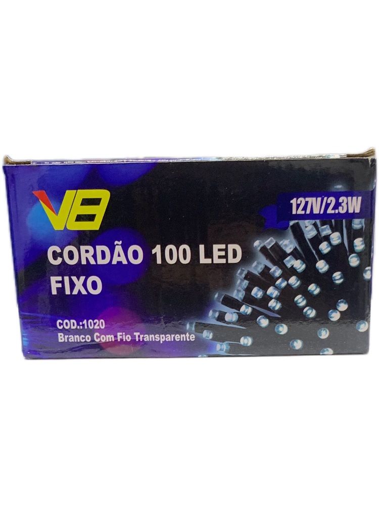 CORDAO 100 LED FIXO 10M MACHO E FEMEA - V8 IMPORT