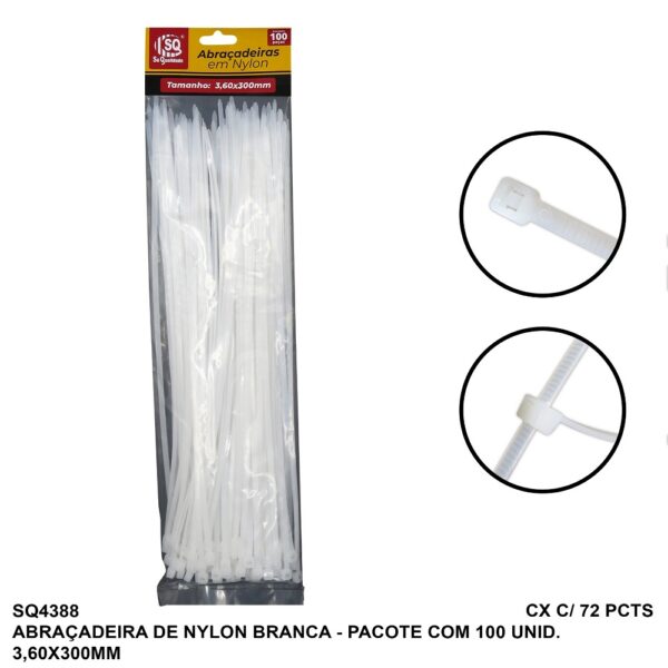 ABRAC NYLON BR 3.6MM X 300MM C/ 100 UN - SQ