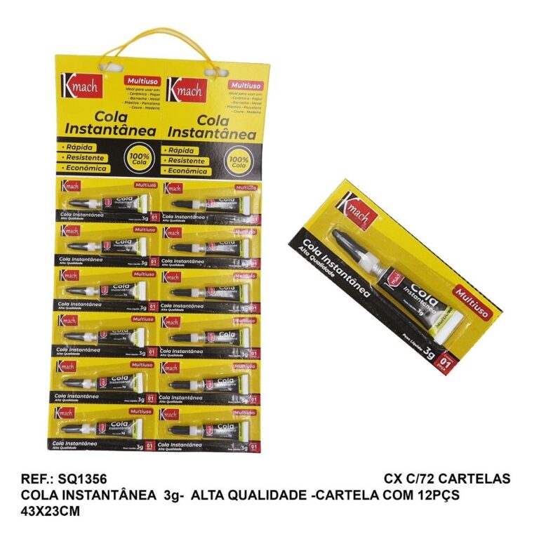 COLA INSTANTANEA 3 gramas - CARTELA C/12 - SQ