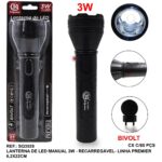 LANTERNA LED RECARREGAVEL 1 LED 3W 6,2 X 22CM - SQ