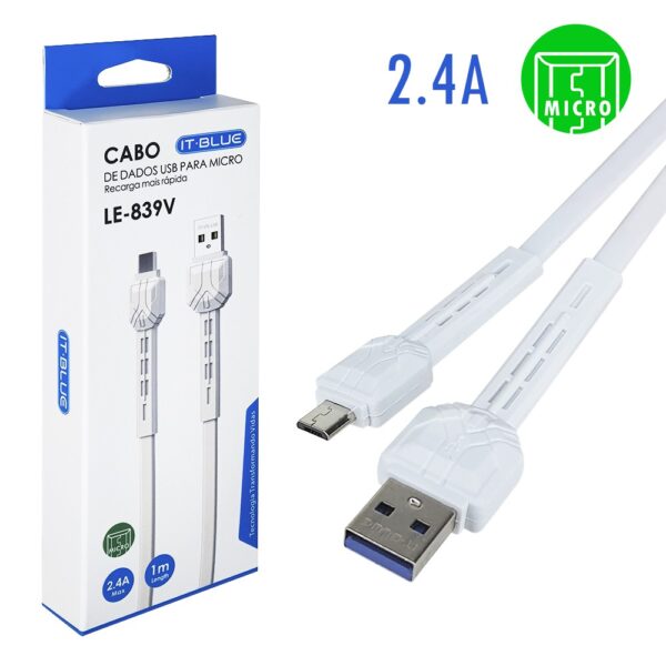 CABO DE DADOS MICRO USB // V8 2.4A LE840V