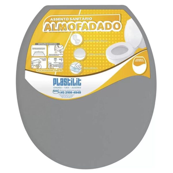 ASSENTO ALMOFADADO CINZA ESCURO - PLASTILIT