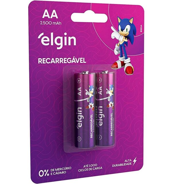 PILHA RECARREGAVEL AA-2500 MAH C/ 2 PC - ELGIN