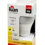 LAMPADA LED BULBO 9W 3000K AMARELA - KIAN