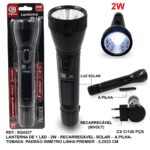 LANTERNA LED RECARREGAVEL/PILHA E SOLAR 1 LED 2W - SQ