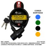 CADEADO P/ BICICLETA PROFISSIONAL C/ CHAVE 10MM X 67,5CM EMBORRACHADO - SQ