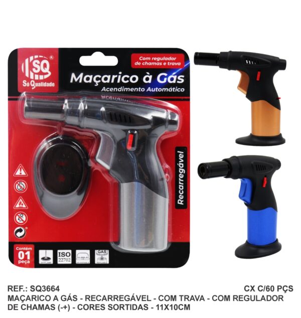 MAÇARICO A GAS RECARREGAVEL C/ TRAVA - SQ