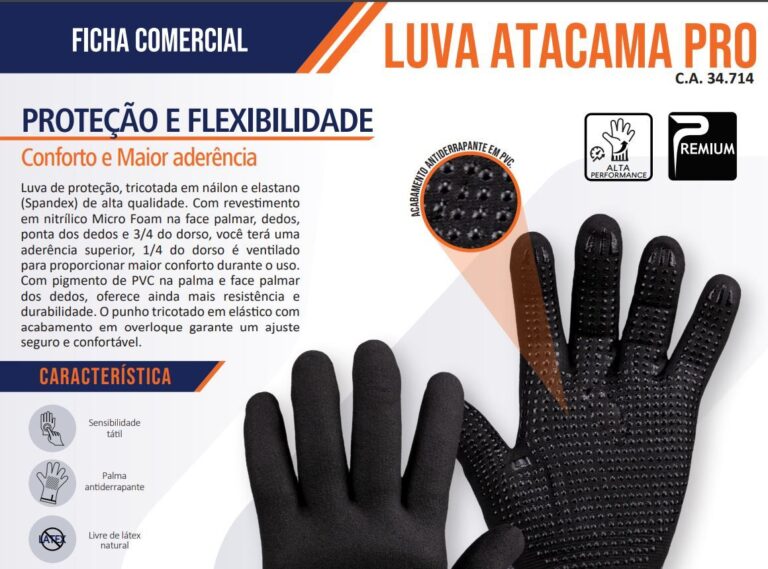 LUVA ATACAMA PRO TRICOTADA EM NYLON T. 9 (G) - KALIPSO