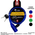 CADEADO P/ BICICLETA C/ CHAVE 10MM X 65CM EMBORRACHADO - SQ
