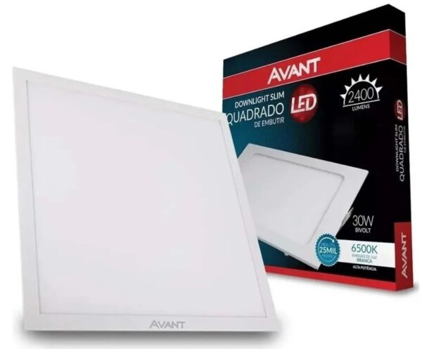 PLAFON LED EMBUTIR QUADRADO 30W 40x40cm 6500K - AVANT