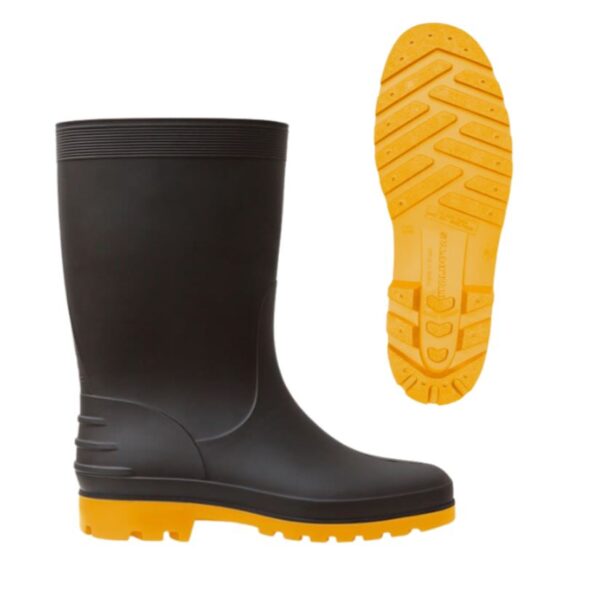 BOTA PVC PRETA / AMARELO S/F CANO MEDIO N.39 / N.40 - CALFOR