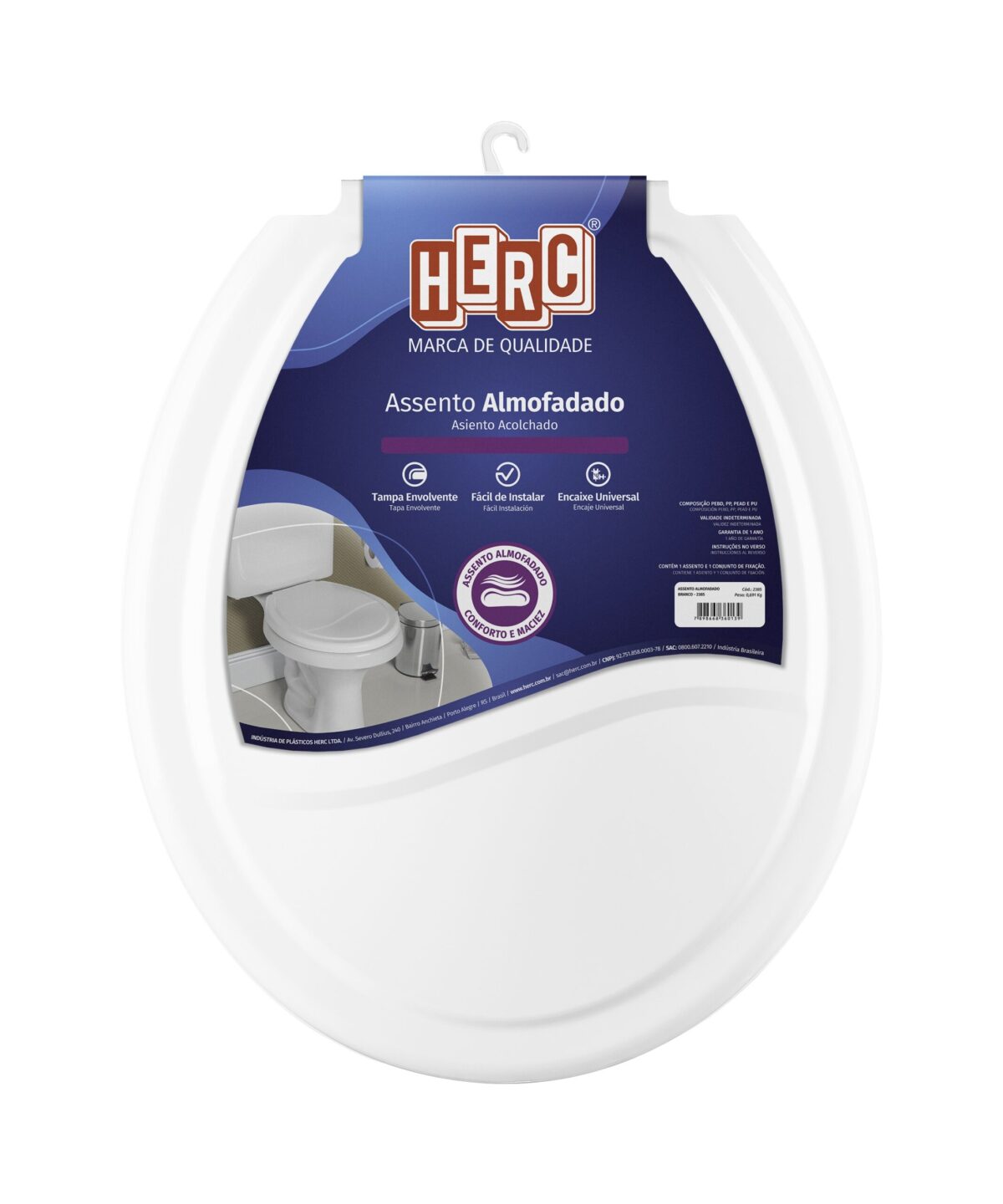 ASSENTO ALMOFADADO OVAL UNIVERSAL - HERC Branco