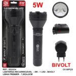 LANTERNA LED RECARREGAVEL 1 LED 5W 7,9 X 24,8CM - SQ