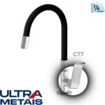 TORNEIRA FLEX PRETA COZ. BANCADA 3/4 C77 - 1/4 Volta - ULTRA METAIS