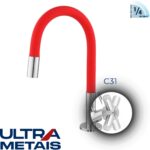 TORNEIRA FLEX VERMELHA COZ. BANCADA 3/4 C31 - 1/4 Volta - ULTRA METAIS