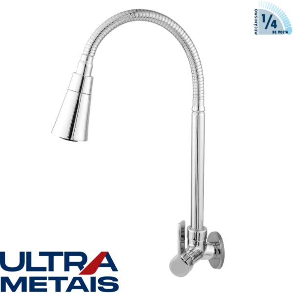 TORNEIRA GOURMET CONE CROMADA COZ. PAREDE 3/4 C70 - 1/4 Volta - ULTRA METAIS