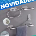 KIT SANITARIO PORTA TOALHA OD-602 C/ 4 PCS - ACO ESCOVADO
