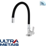 TORNEIRA FLEX PRETA COZ. BANCADA 3/4 C17 - 1/4 Volta - ULTRA METAIS