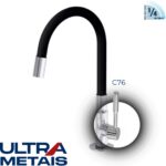 TORNEIRA FLEX PRETA COZ. BANCADA 3/4 C76 - 1/4 Volta - ULTRA METAIS