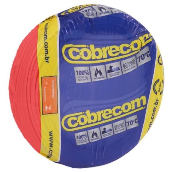 CABO FLEXIVEL ROLO C/ 100M 6MM VERMELHO - COBRECOM
