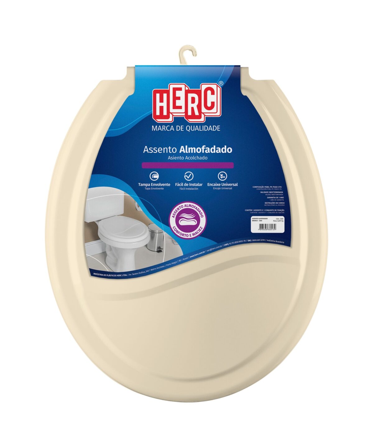 ASSENTO ALMOFADADO OVAL UNIVERSAL - HERC Bege