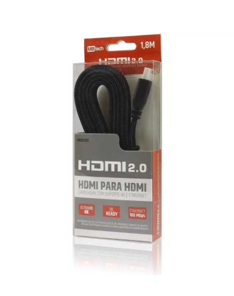 CABO HDMI X HDMI ACHATADO 4K C/ 1,8M - MBTECH