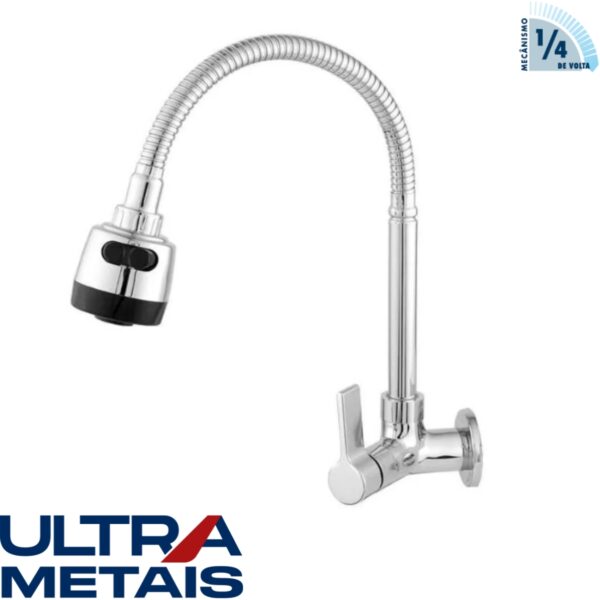 TORNEIRA GOURMET CROMADA COZ. PAREDE 3/4 C17 - 1/4 Volta - ULTRA METAIS