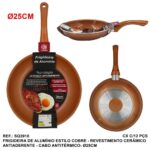 FRIGIDEIRA DE ALUMINIO 25 CM. REVESTIMENTO CERÂMICO - SQ