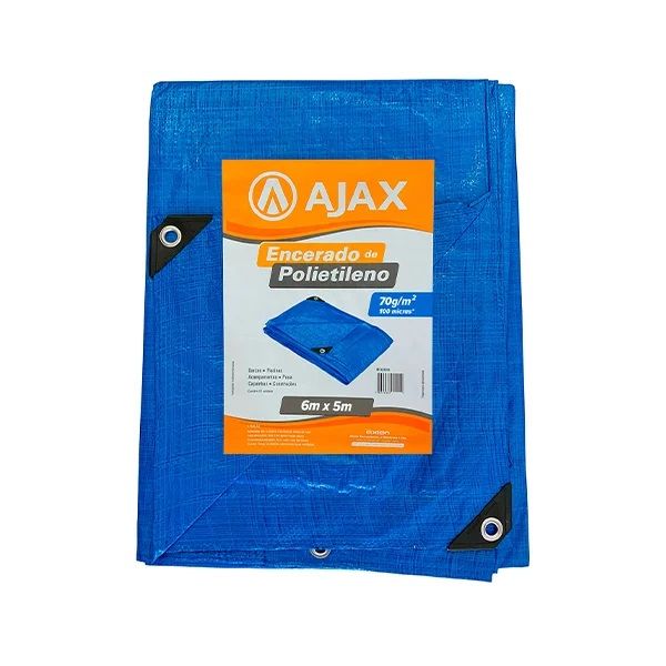 ENCERADO POLIETILENO AZUL 6 X 5M 100 MICRAS - AJAX