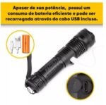 LANTERNA TÁTICA MILITAR RECARREGAVEL T9 C/ STROBO