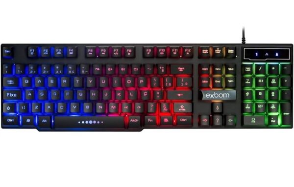 TECLADO MULTIMIDIA SEMIMECANICO COM ILUMINACAO RGB - EXBOM