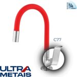 TORNEIRA FLEX VERMELHA COZ. BANCADA 3/4 C77 - 1/4 Volta - ULTRA METAIS