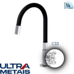 TORNEIRA FLEX PRETA COZ. BANCADA 3/4 C33 - 1/4 Volta - ULTRA METAIS