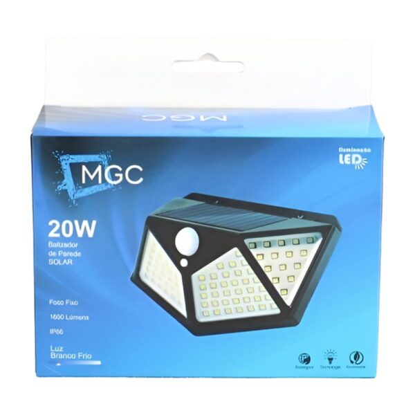 BALIZADOR DE PAREDE SOLAR COM SENSOR 20W - MEGA ACE