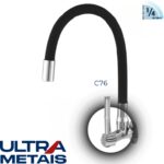 TORNEIRA FLEX PRETA COZ. PAREDE 3/4 C76 - 1/4 Volta - ULTRA METAIS