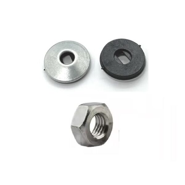 CONJ. ARRUELA PVC + ARRUELA METAL + PORCA 1/4 C/ 100 UN -