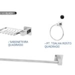 KIT BANHEIRO QUADRADO COMPLETO C/ 5 PEÇAS CROMADO - ULTRA METAIS