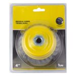 ESCOVA ACO COPO TRANÇADA 4" 100MM S/ HASTE ROSCA M14 -