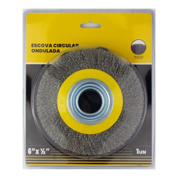 ESCOVA ACO CIRCULAR ONDULADA 6" X1/2" M14 -