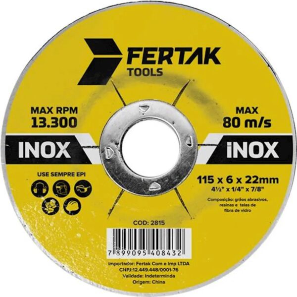 DISCO DESBASTE 4.1/2'' X 1/4 X 7/8 - FERTAK