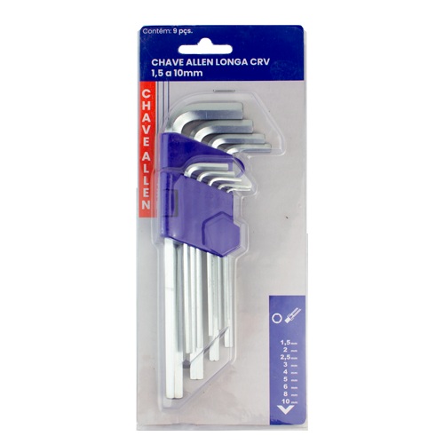 JG. CHAVE ALLEN LONGA 1.5 A 10MM C/ 9 PC CRV - RF MAX