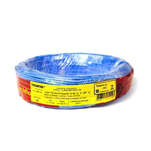 CABO FLEXIVEL ROLO C/ 100M 4MM AZUL - TECHFIO